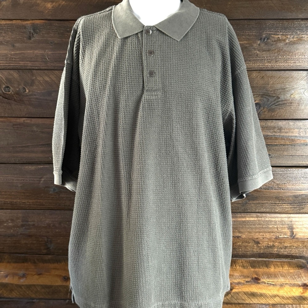 The‎ Territory Ahead Men's 2XL Gray- Green Polo Waffled Cotton Golf Casual - Picture 3 of 11